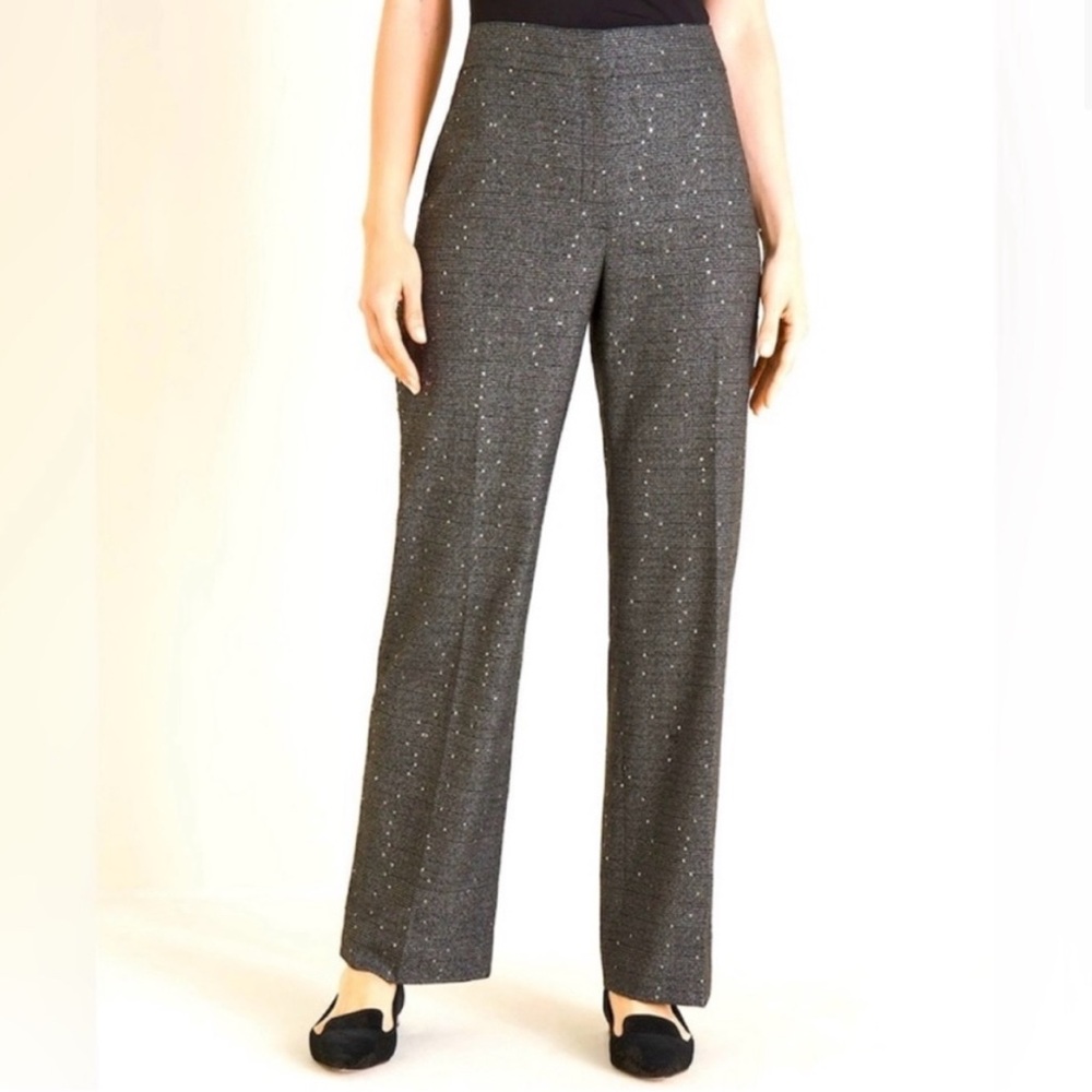 Chico’s Sequin Plaid Wide-Leg Pants, 2R